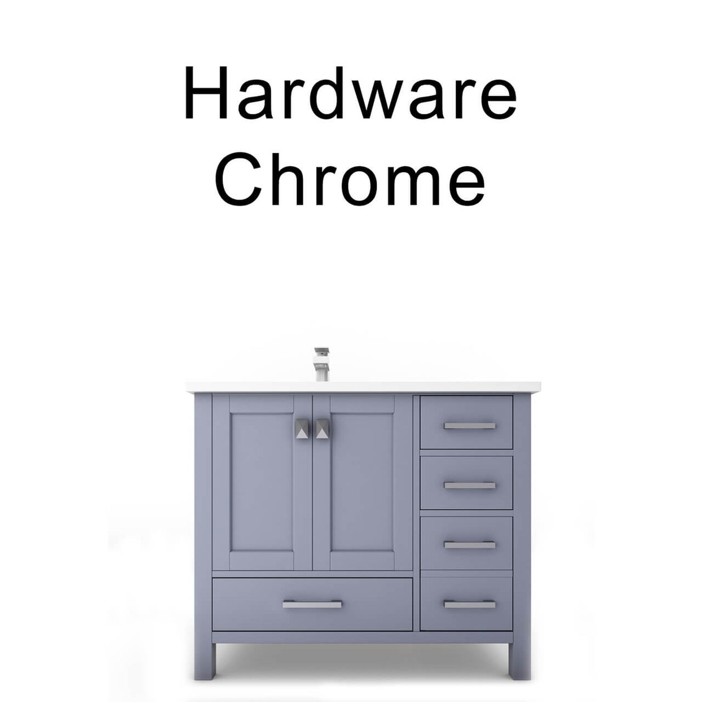 Castello USA Yamyam 36" 2-Door 4-Drawer Gray Left Offset Freestanding Vanity Set With White Top and Chrome Handles