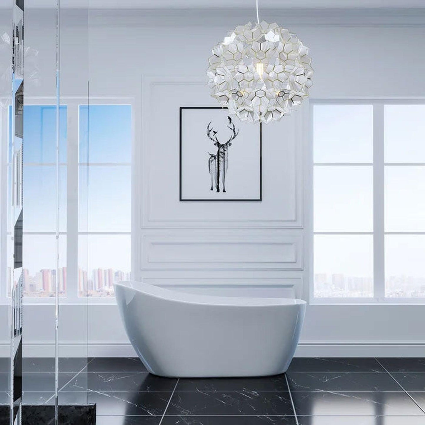 Clovis Goods Acrylic Freestanding 60" x 29.13" x 27.56' White Bathtub