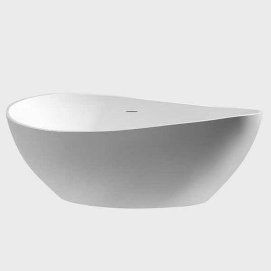 Clovis Goods Solid Surface Freestanding 63" x 37.5" x 23.5" White Bathtub