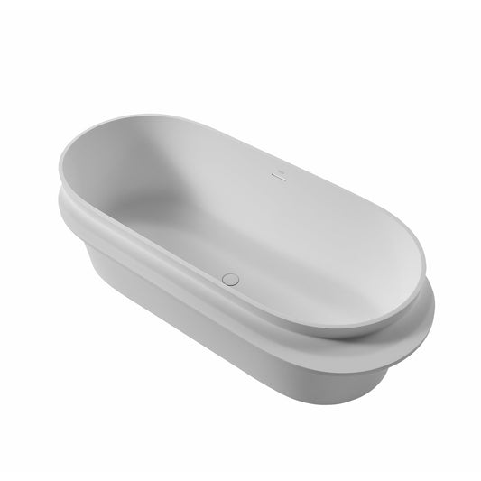 Clovis Goods Solid Surface Freestanding 71" x 33.5" x 22" White Bathtub