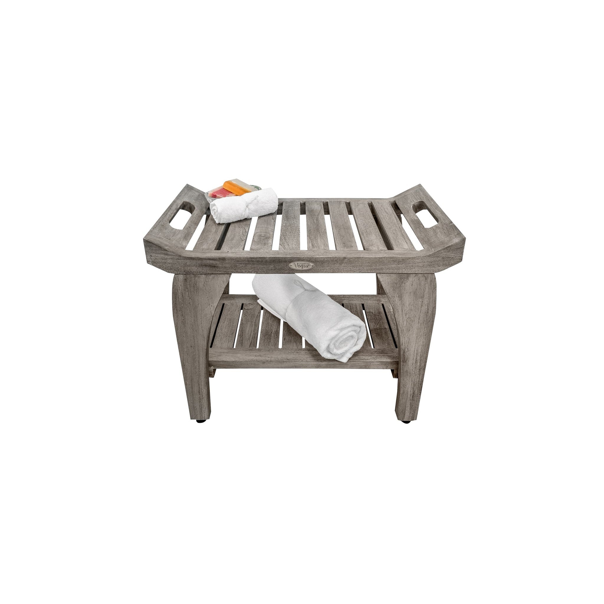 Grey teak shower discount bench