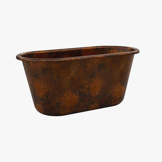 CopperSmith Heritage HX1 60" x 31" x 31" 14-Gauge Fire Copper Freestanding Bathtub With Fire Copper Interior and Oil Rubbed Bronze Overflow Drain and Oil Rubbed Bronze Tub Filler