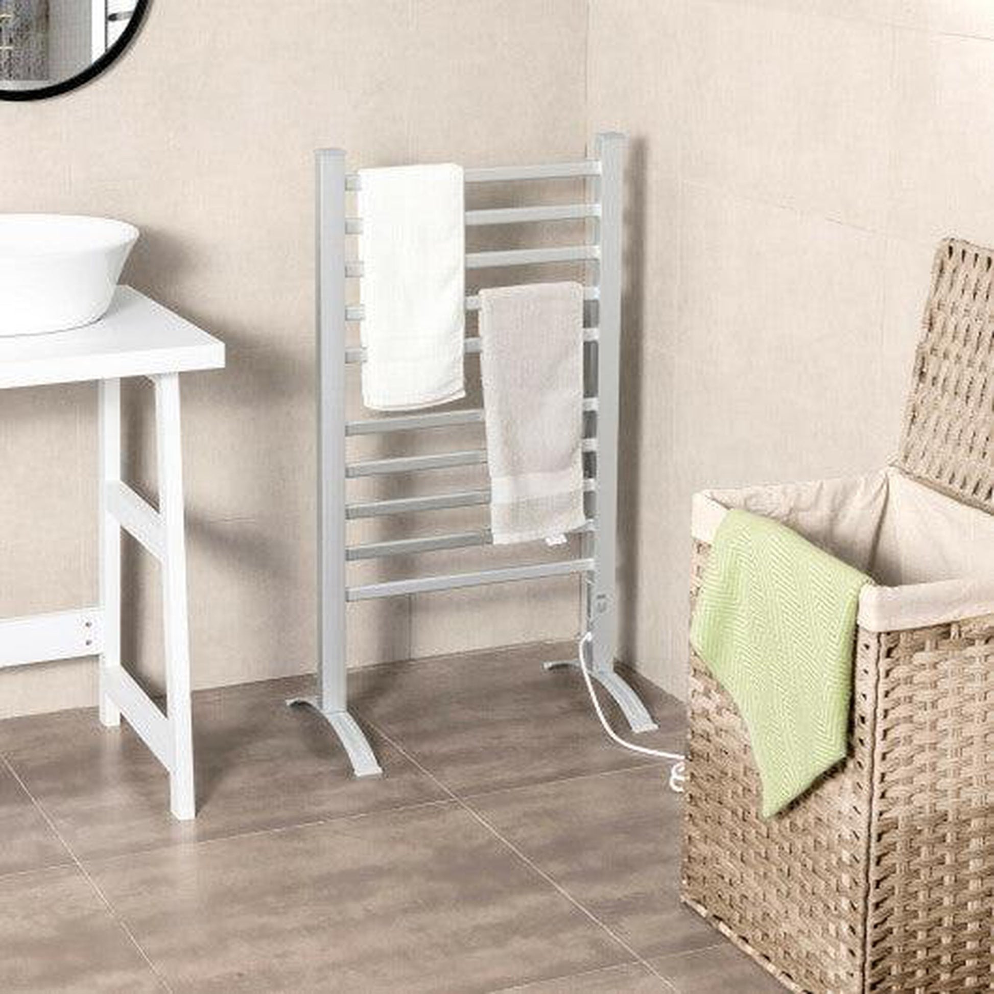 Costway 2-in-1 150W Freestanding and Wall-mounted Towel Warmer Drying Rack with Timer