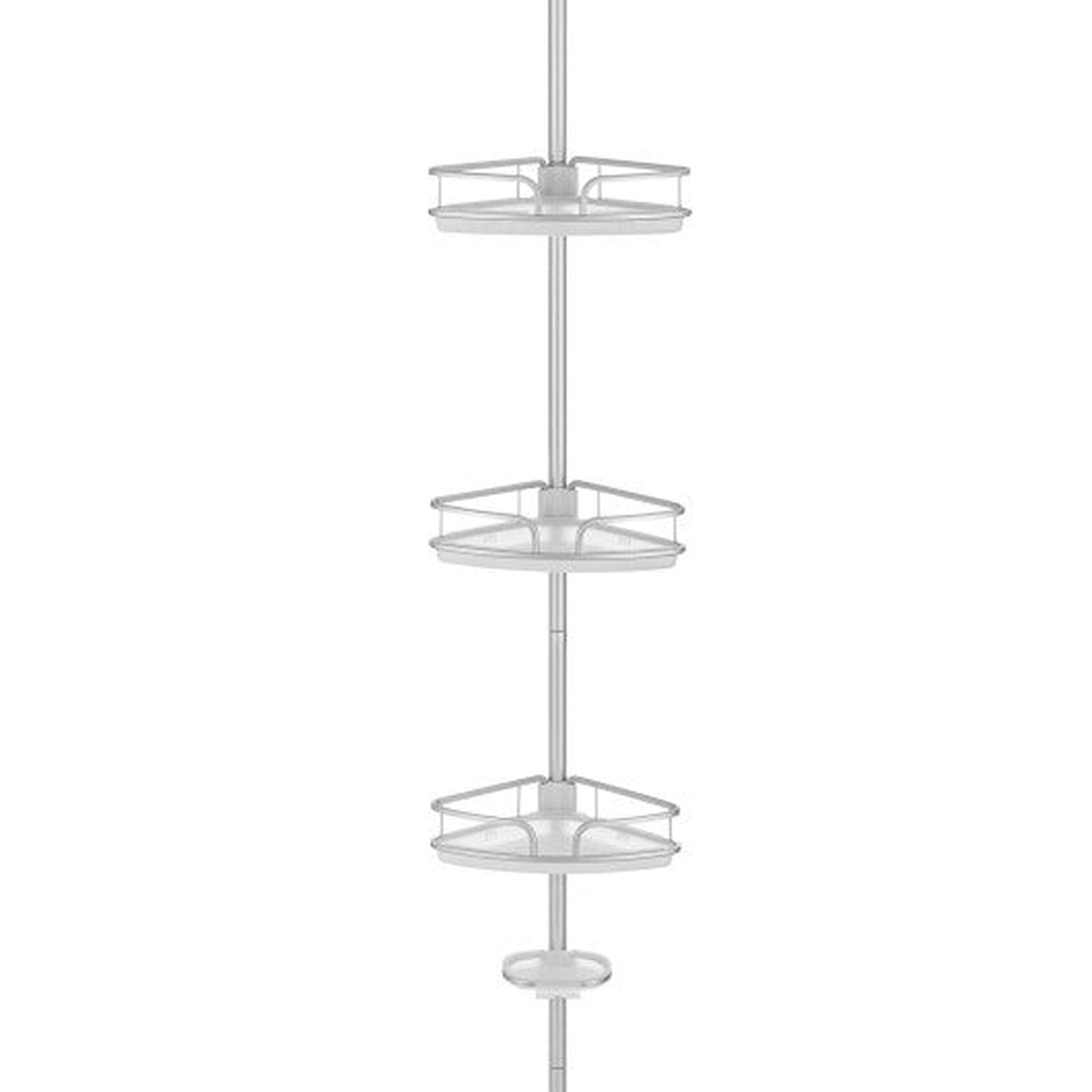 Corner Tension Pole Shower Caddy,4 Tiers Stainless Steel