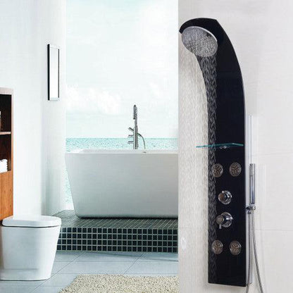 Costway 55" Black Rainfall Shower Panel with Massage Jets