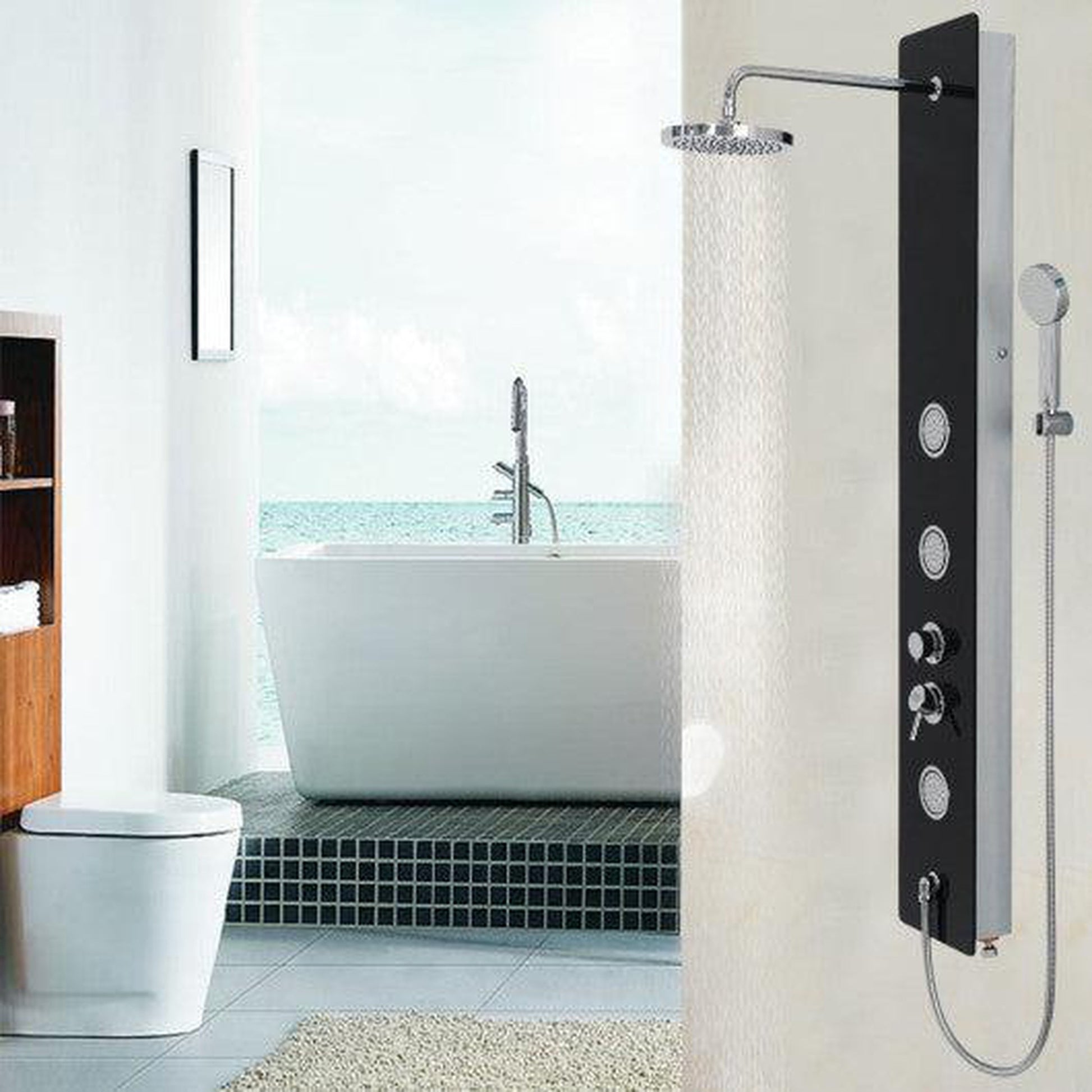 Costway 59" Tempered Glass Shower Panel with Hand Shower