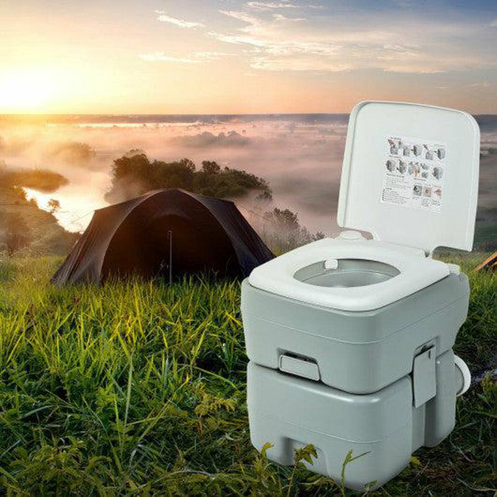 potty camping Costway 5.3 Gallon 20L Outdoor Portable Toilet with Level Indicator fo – US Bath Store