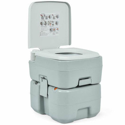 Costway 5.3 Gallon 20L Outdoor Portable Toilet with Level Indicator for RV Travel Camping