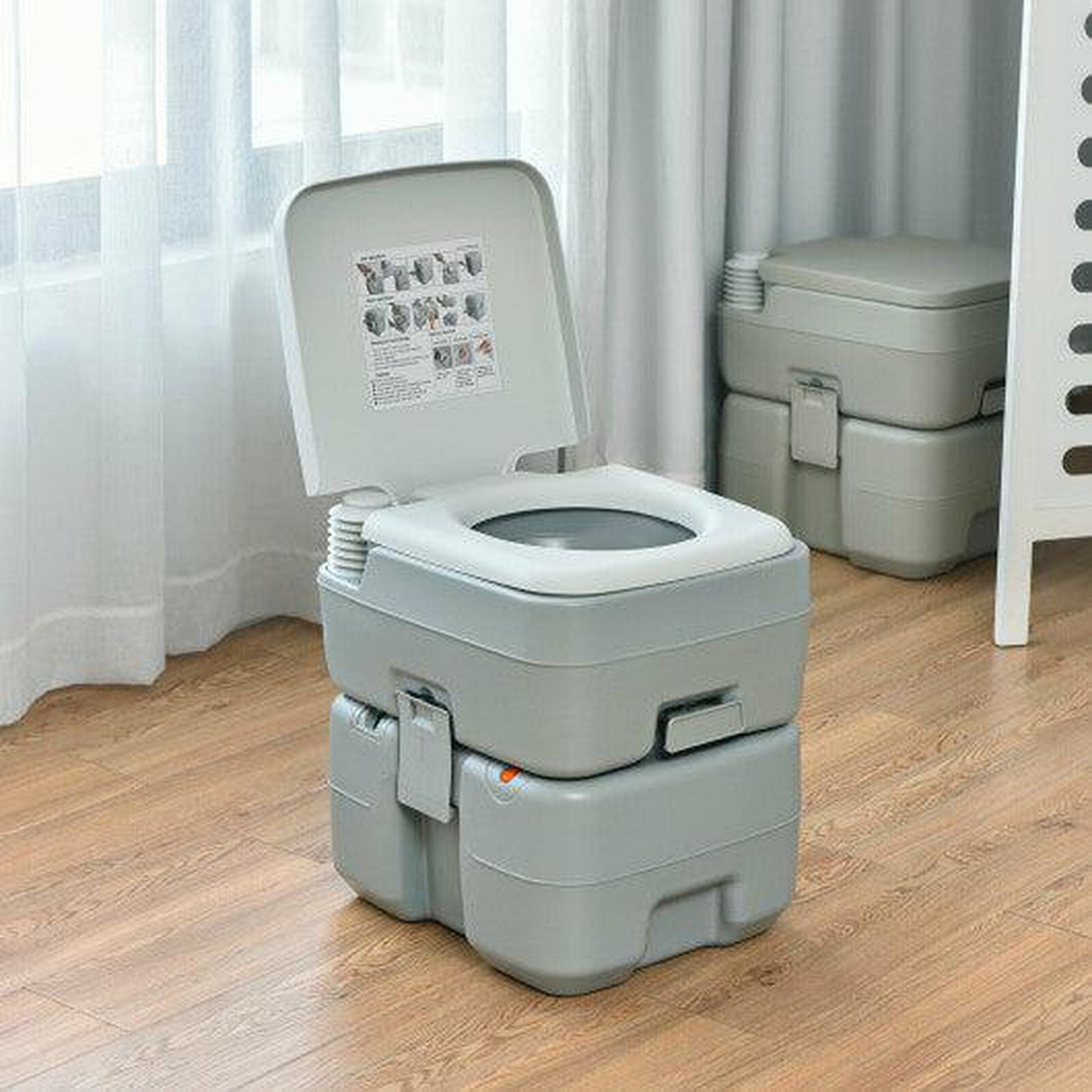 Costway 5.3 Gallon 20L Outdoor Portable Toilet with Level Indicator for RV Travel Camping