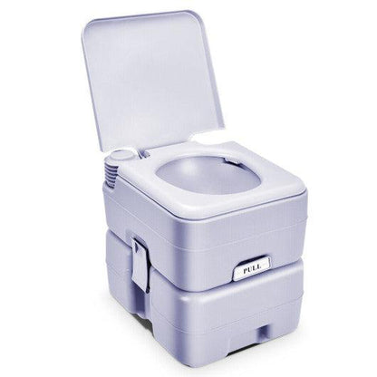 Costway 5.3 Gallon Gray Portable Toilet with Waste Tank and Built-in Rotating Spout