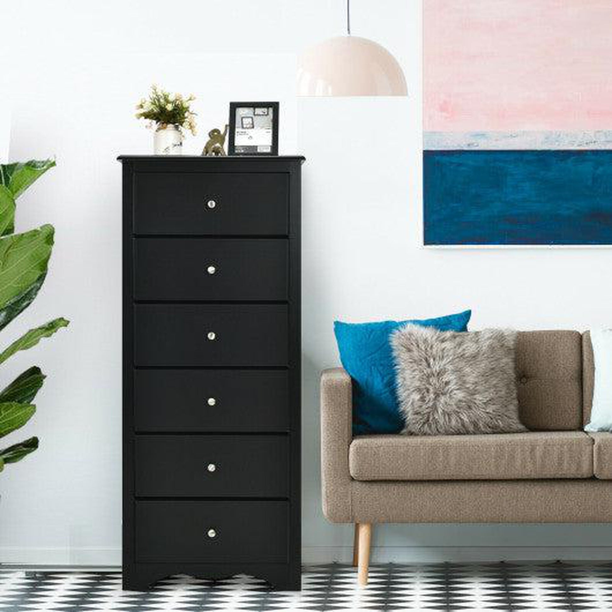 Costway 6-Drawer Black Chest Dresser Clothes Storage Bedroom Furniture US Bath Store Costway 6-Drawer Black Chest Dresser Clothes Storage Bedroom Furniture US Bath Store