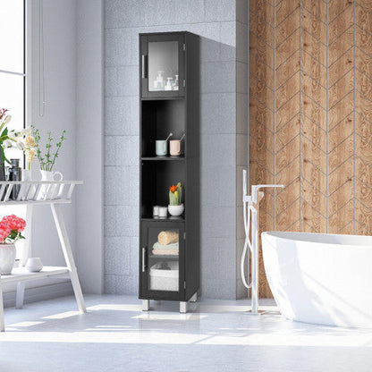 Costway 71" Black Tall Tower Bathroom Storage Cabinet and Organizer Display Shelves for Bedroom