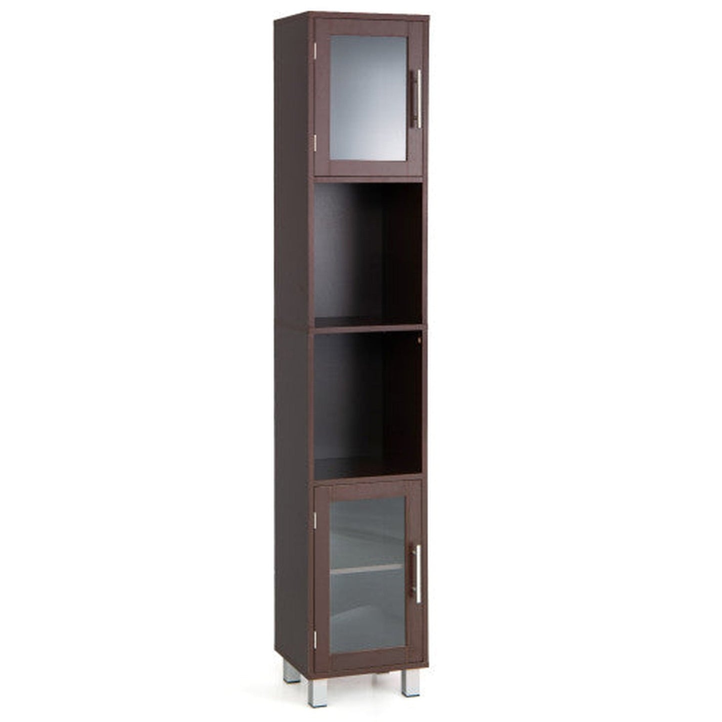 Costway 71" Brown Tall Tower Bathroom Storage Cabinet and Organizer Display Shelves for Bedroom