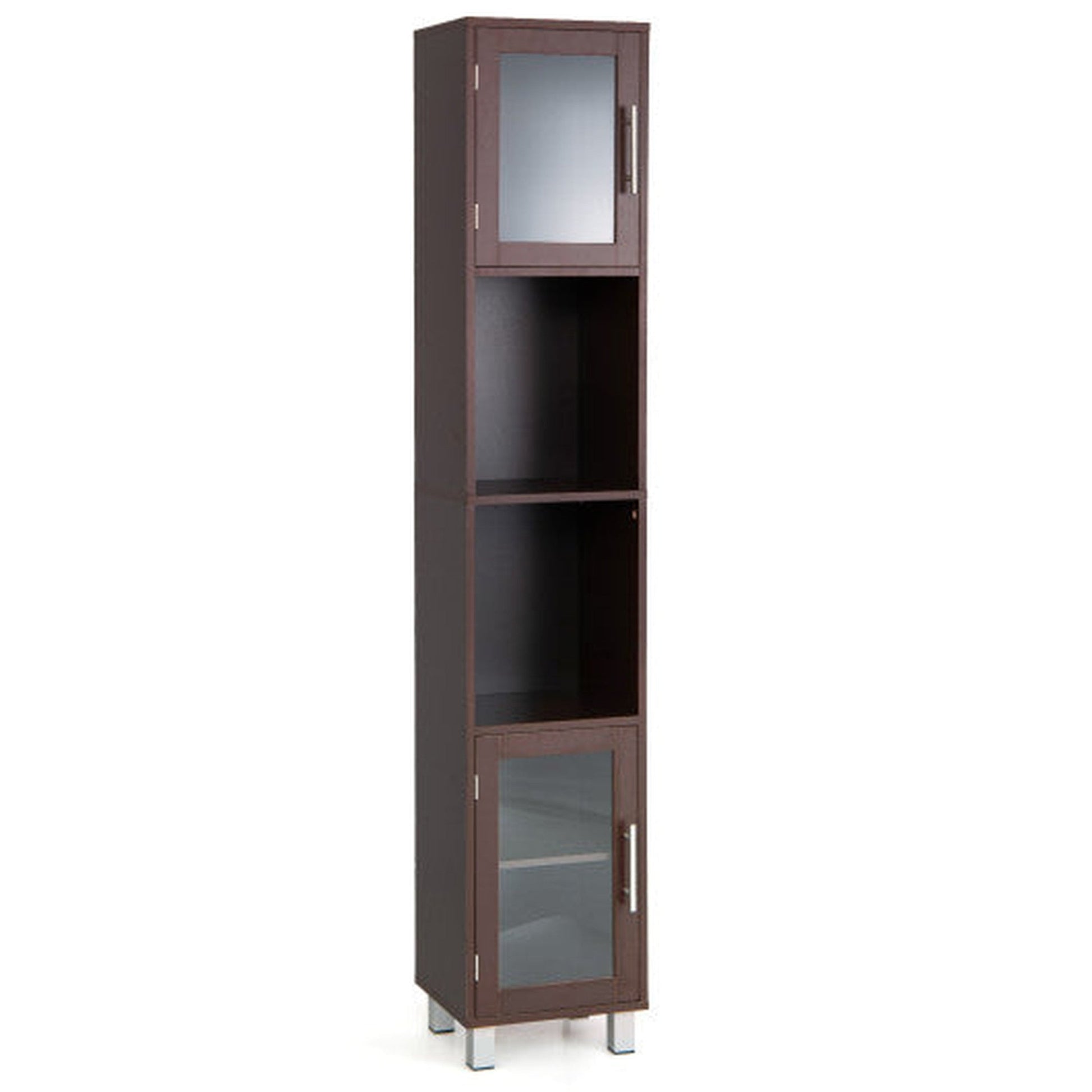 Costway 71" Brown Tall Tower Bathroom Storage Cabinet and Organizer Display Shelves for Bedroom