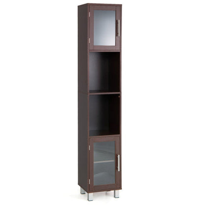 Costway 71" Brown Tall Tower Bathroom Storage Cabinet and Organizer Display Shelves for Bedroom
