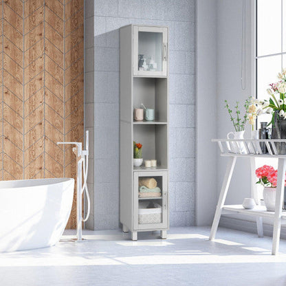 Costway 71" Gray Tall Tower Bathroom Storage Cabinet and Organizer Display Shelves for Bedroom