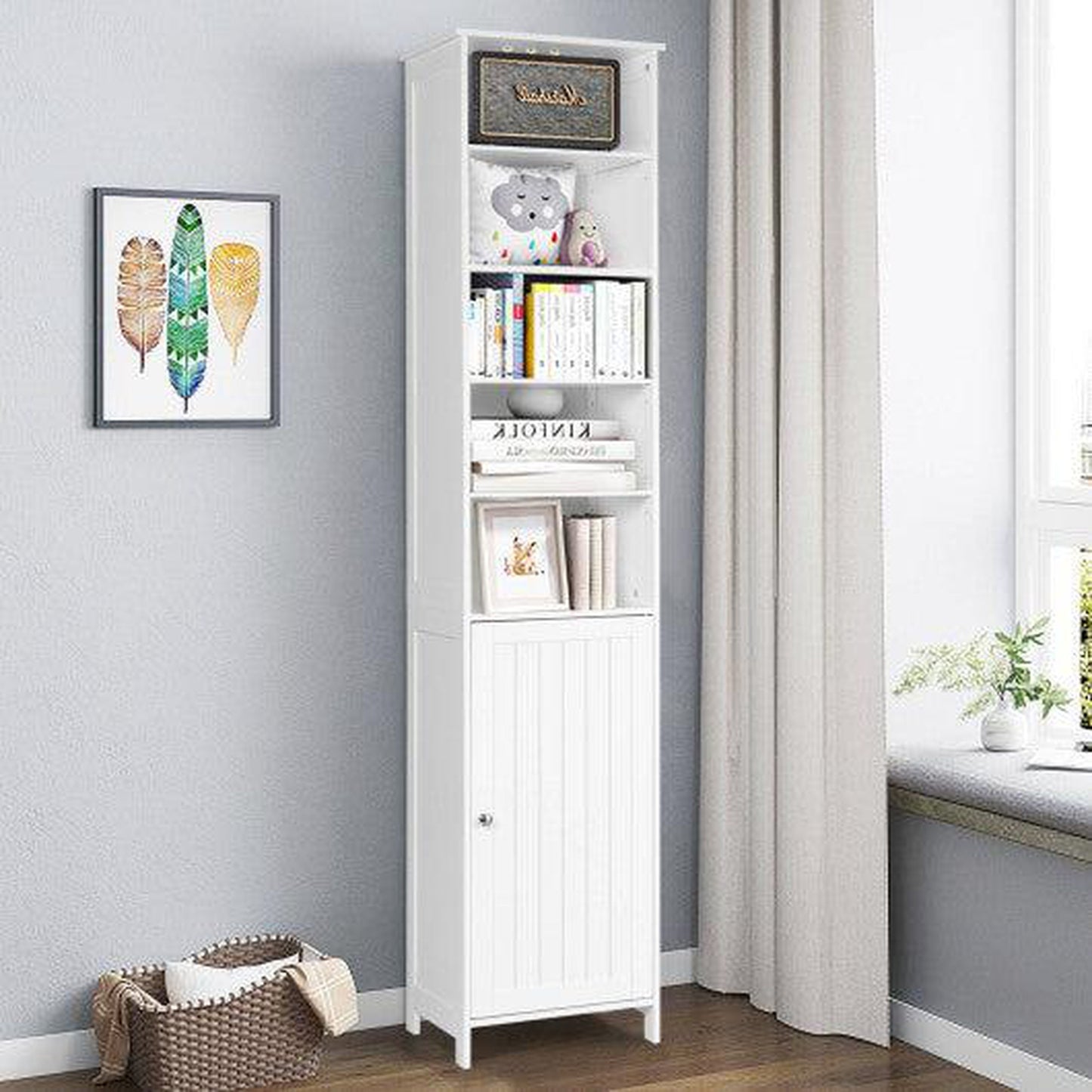 Costway 72" White Free Standing Tall Floor Bathroom Storage Cabinet