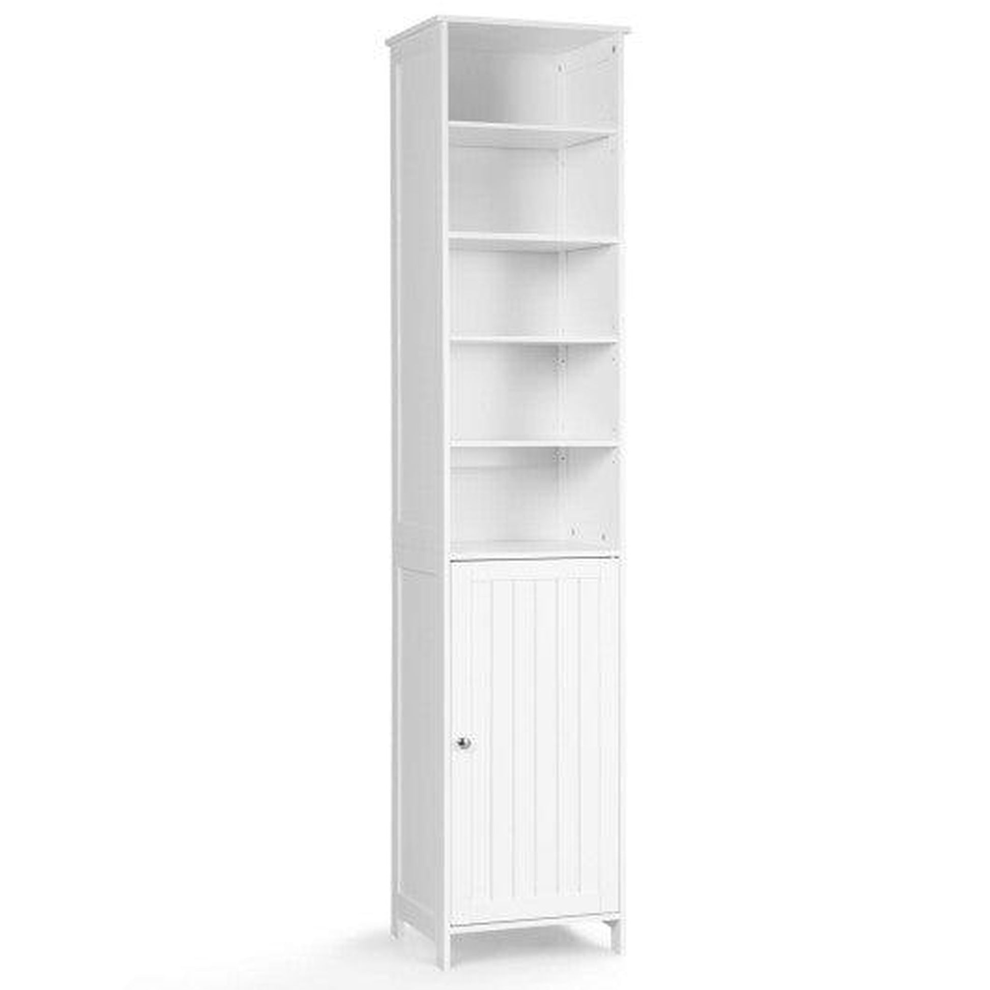 Costway Bathroom Floor Cabinet Side Storage Cabinet with 3 Drawers and 1 Cupboard White