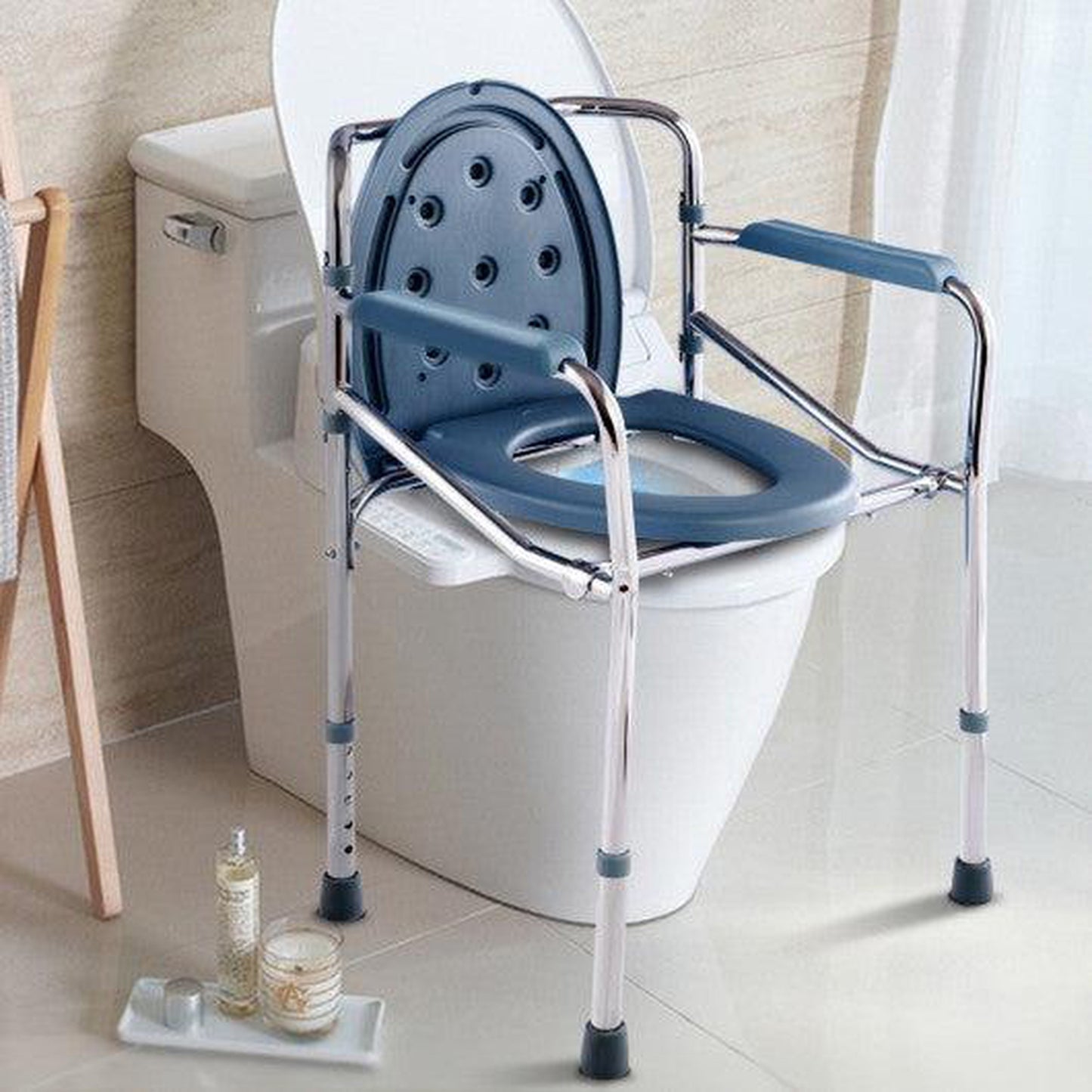 Costway Adjustable Folding Toilet Chair with Bucket Splash Guard