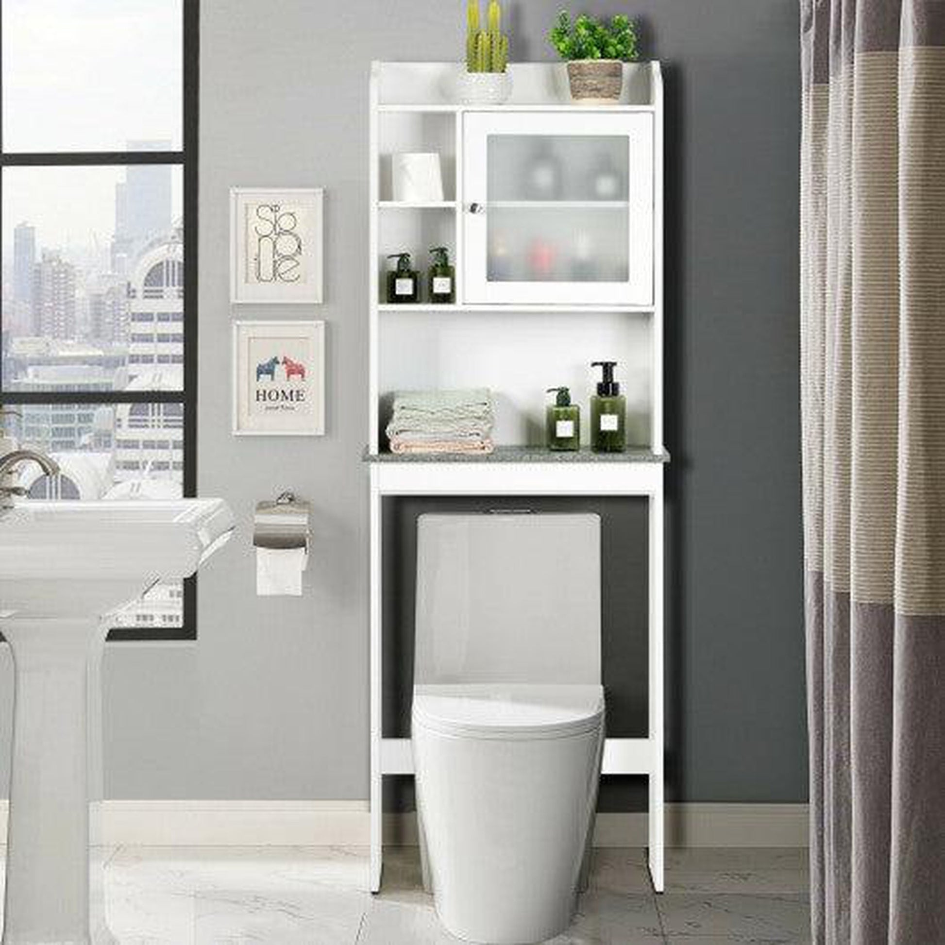 Costway Bathroom Space Saver White Over-the-Toilet Cabinet