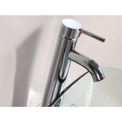 Costway Bathroom Vanities Furniture Clear Square Tempered Glass Bowl Vessel Sink Faucet