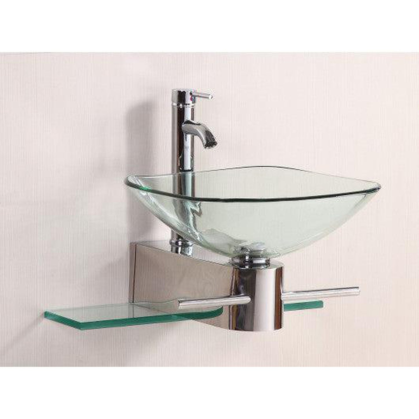 Costway Bathroom Vanities Furniture Clear Square Tempered Glass Bowl Vessel Sink Faucet