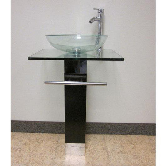 Costway Bathroom Vanity Pedestal with Glass Sink