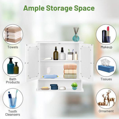 Costway Bathroom Wall Cabinet with Double Mirror Doors