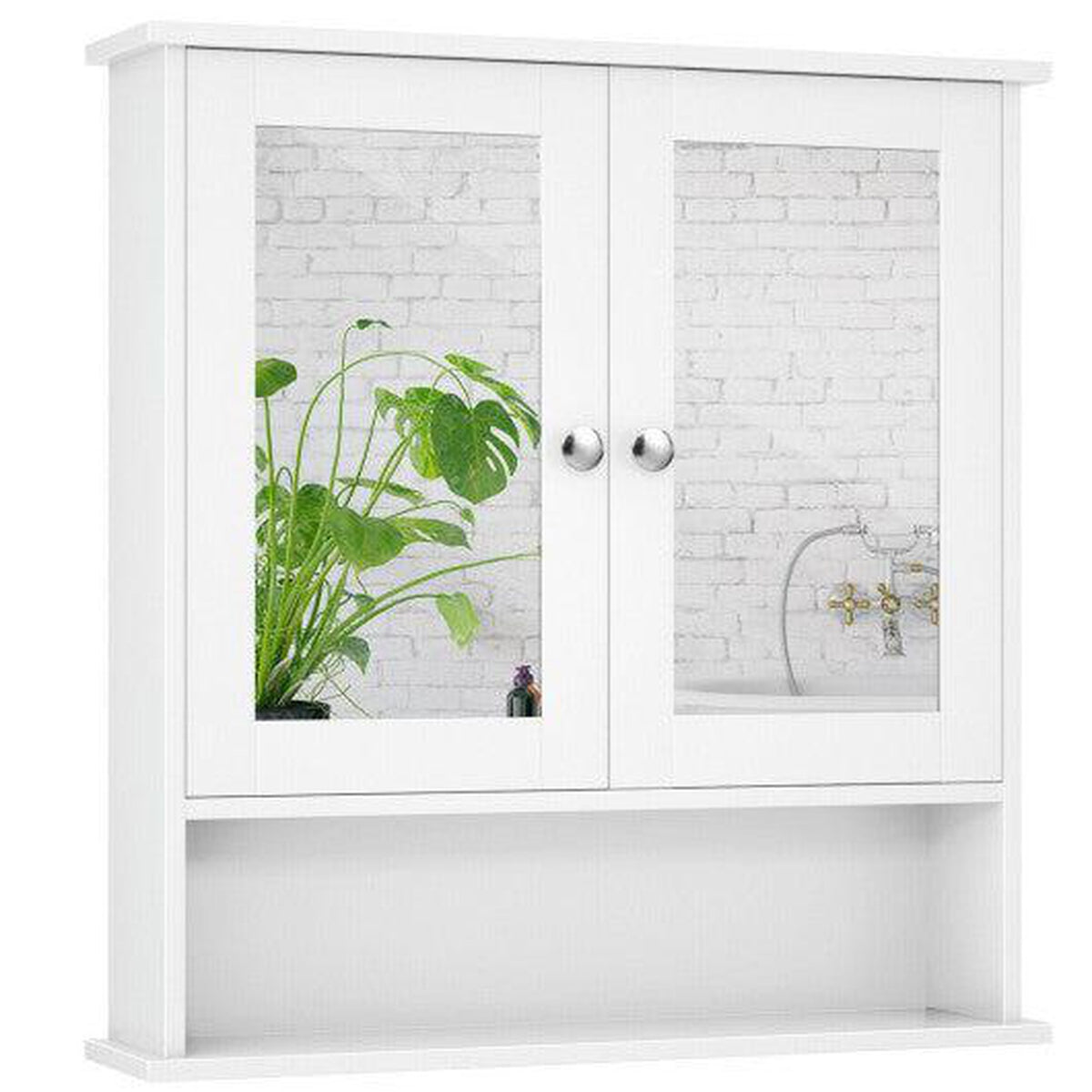Costway Bathroom Wall Cabinet with Double Mirror Doors