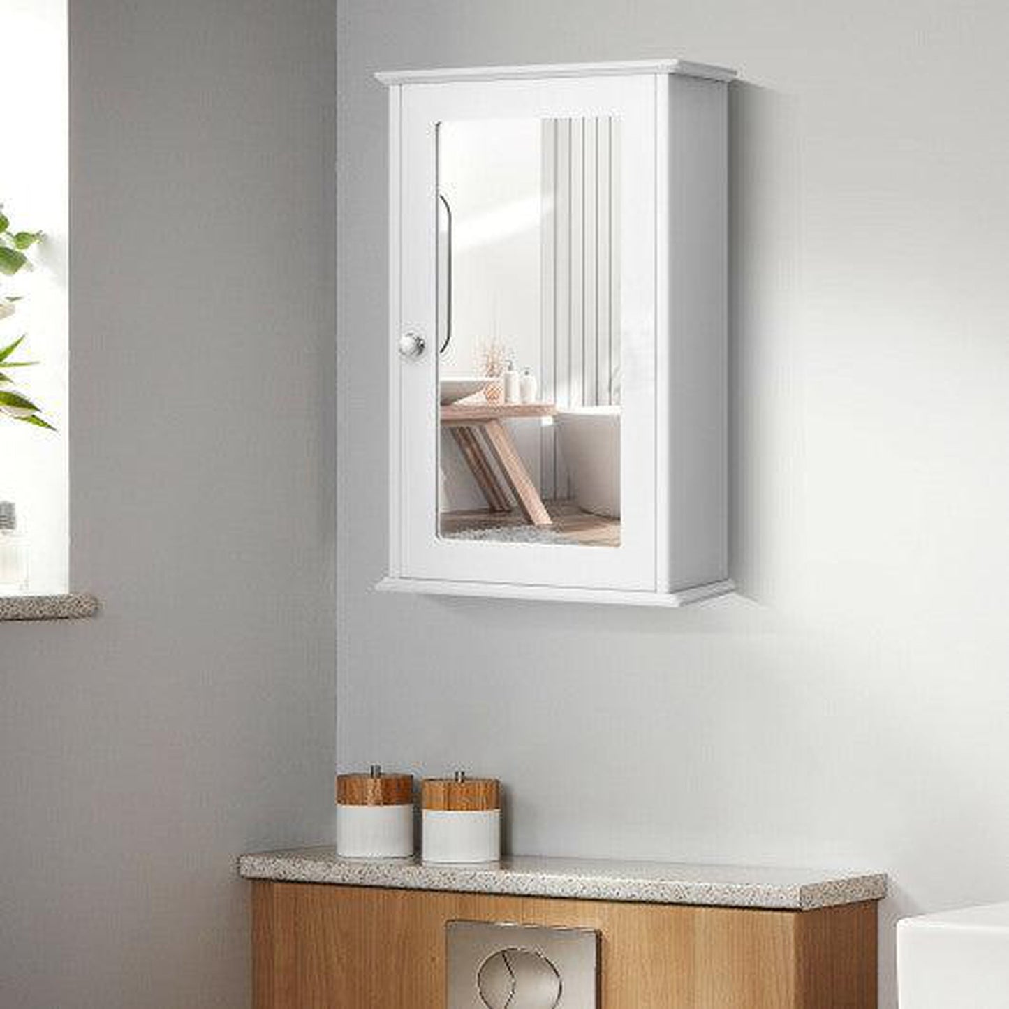 Costway Bathroom Wall Cabinet with Single Mirror Door