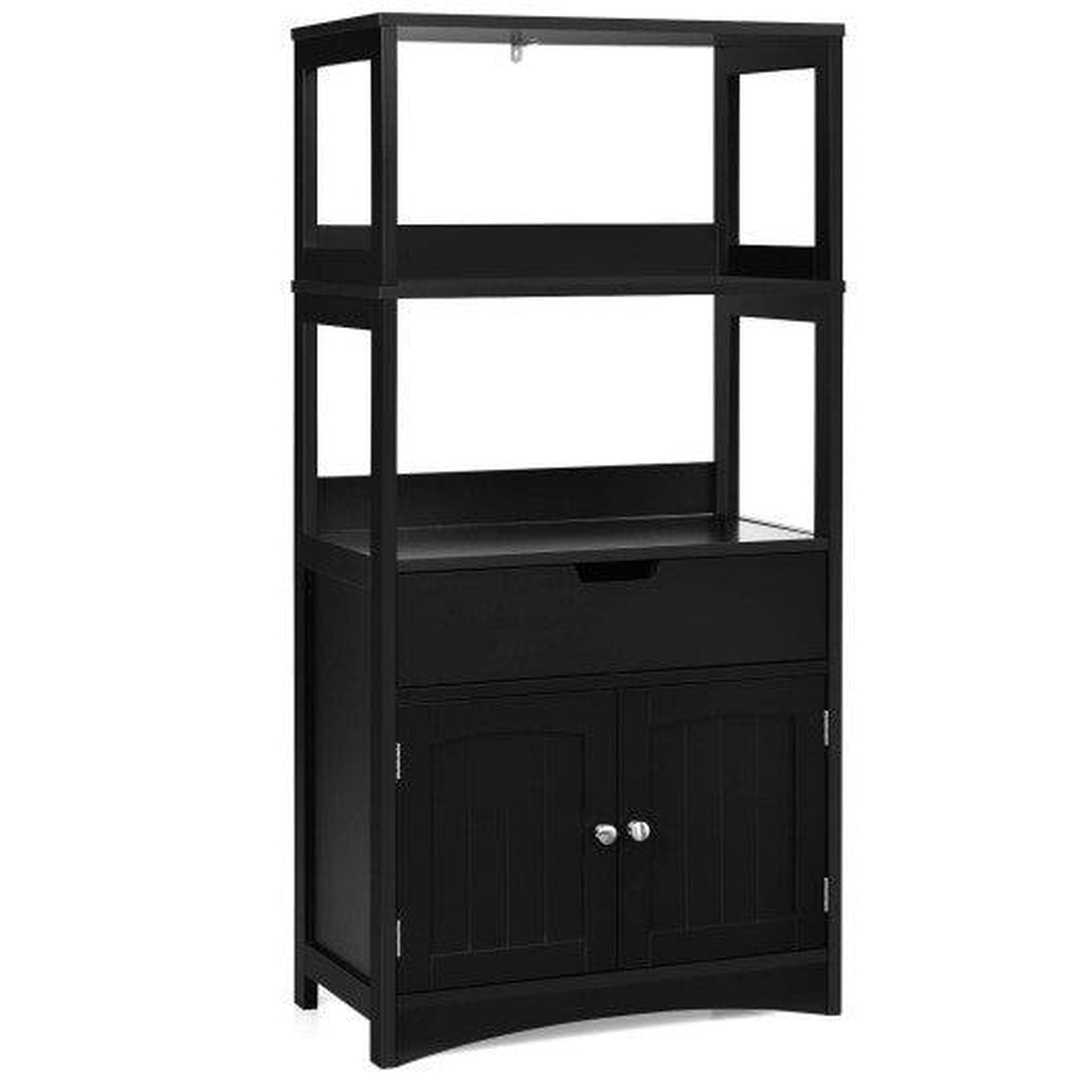 Costway Black Bathroom Storage Cabinet with Drawer and Shelf Floor Cabinet