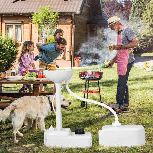 Costway Camping Hand Wash Station Basin Stand with 4.5 Gallon Tank