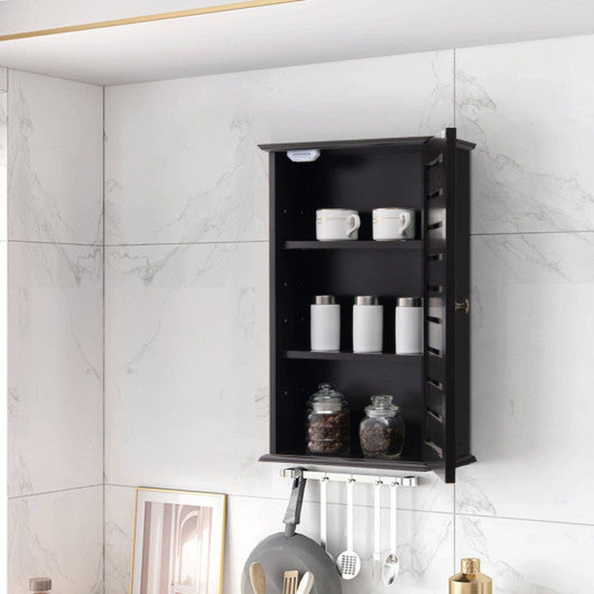 Costway Dark Brown Wall Mount Medicine Cabinet Multifunction Storage Organizer