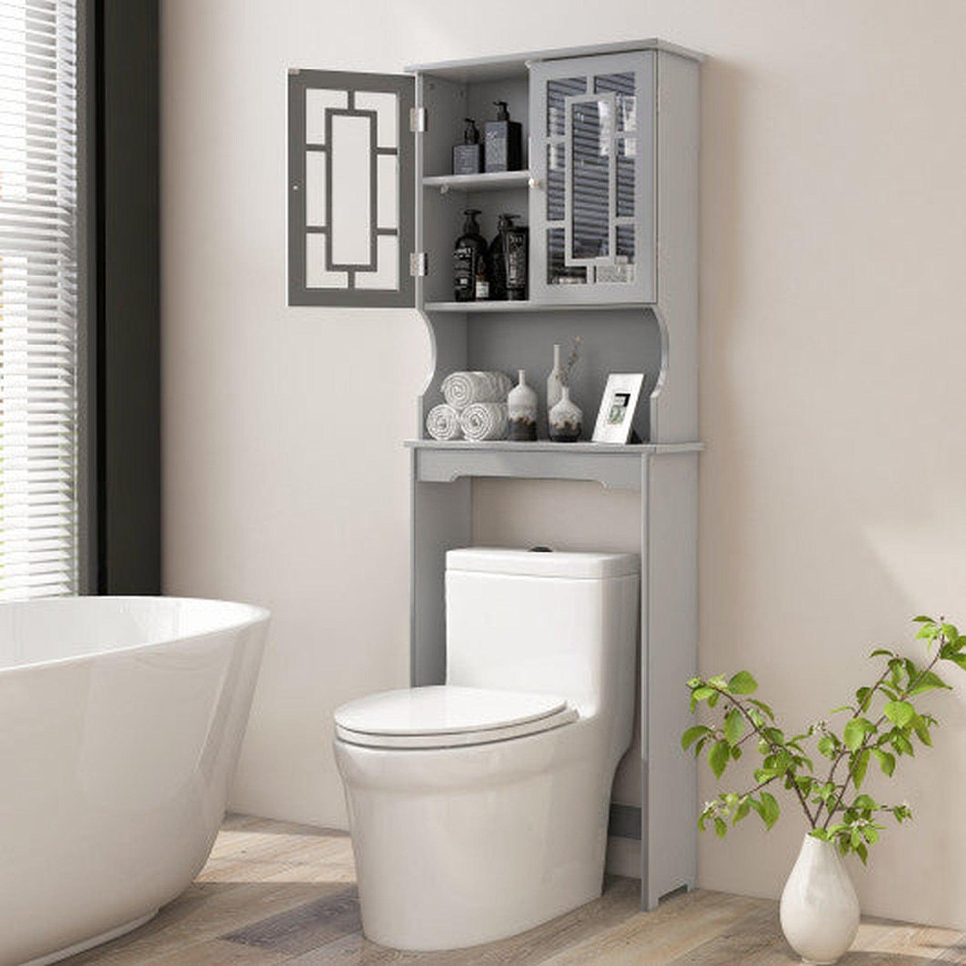 Costway Gray Bathroom Spacesaver Organizer with Adjustable Shelf
