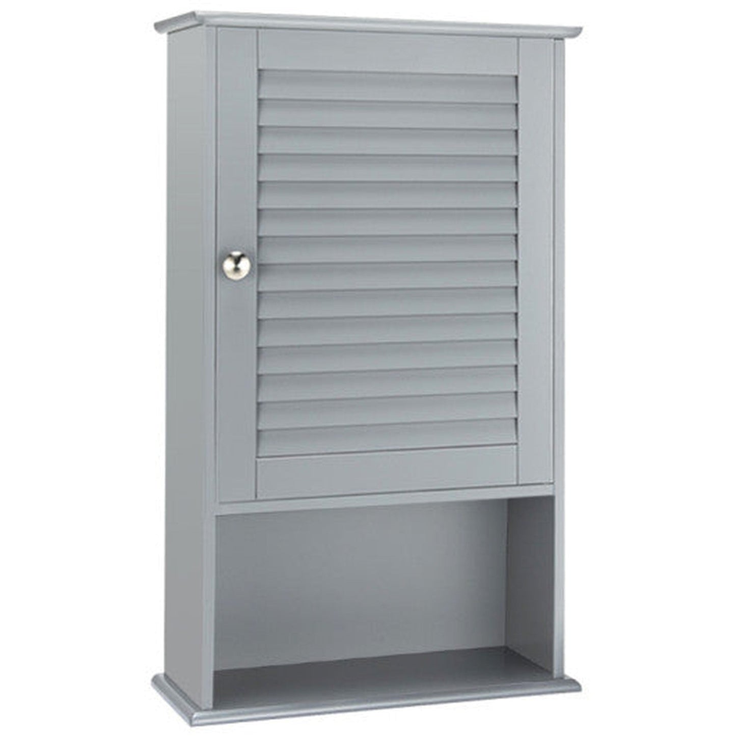 Costway Gray Bathroom Wall Mount Storage Cabinet Single Door with Height Adjustable Shelf