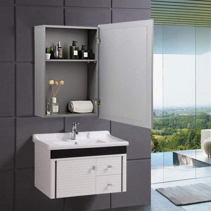 Costway Gray Wall-Mounted Mirrored Medicine Cabinet
