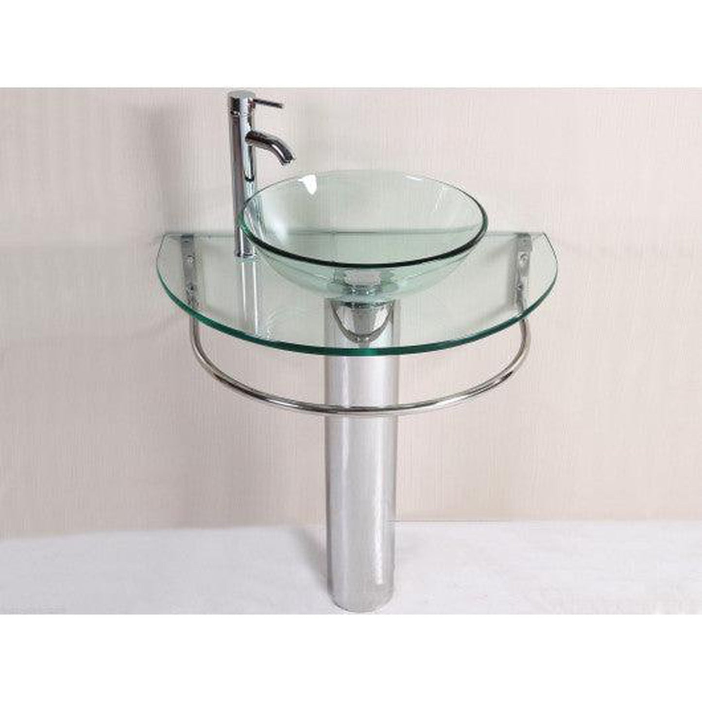 Costway Modern Bathroom Vanities Pedestal Vessel Glass Furniture Sink with Bath Faucet