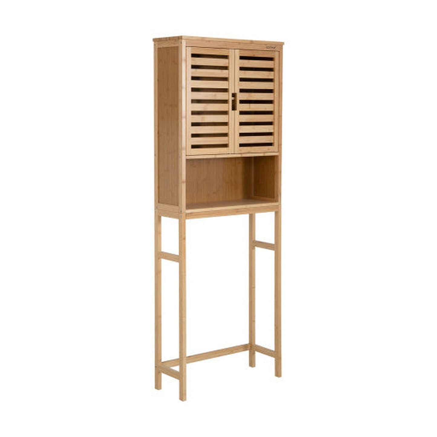 Costway Natural Bamboo Over The Toilet Storage Cabinet Bathroom with Adjustable Shelf