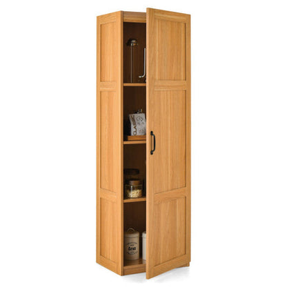 Costway Natural Tall Storage Cabinet with 4 Storage Shelves for Bathroom Living Room