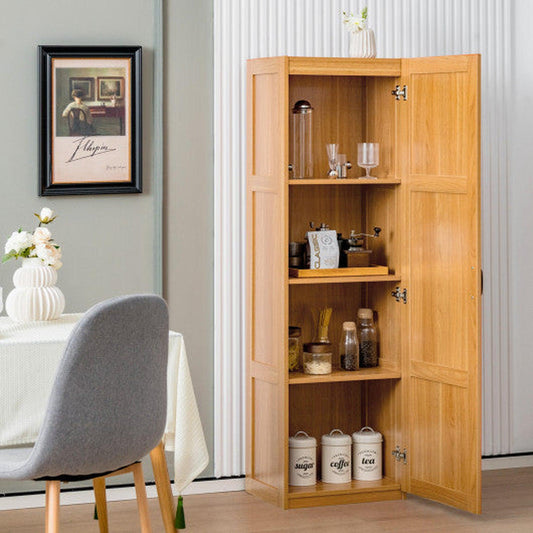 Costway Natural Tall Storage Cabinet with 4 Storage Shelves for Bathroom Living Room