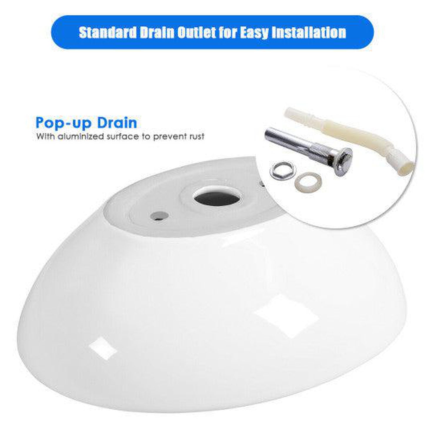 Costway Oval Bathroom Basin Ceramic Vessel Sink