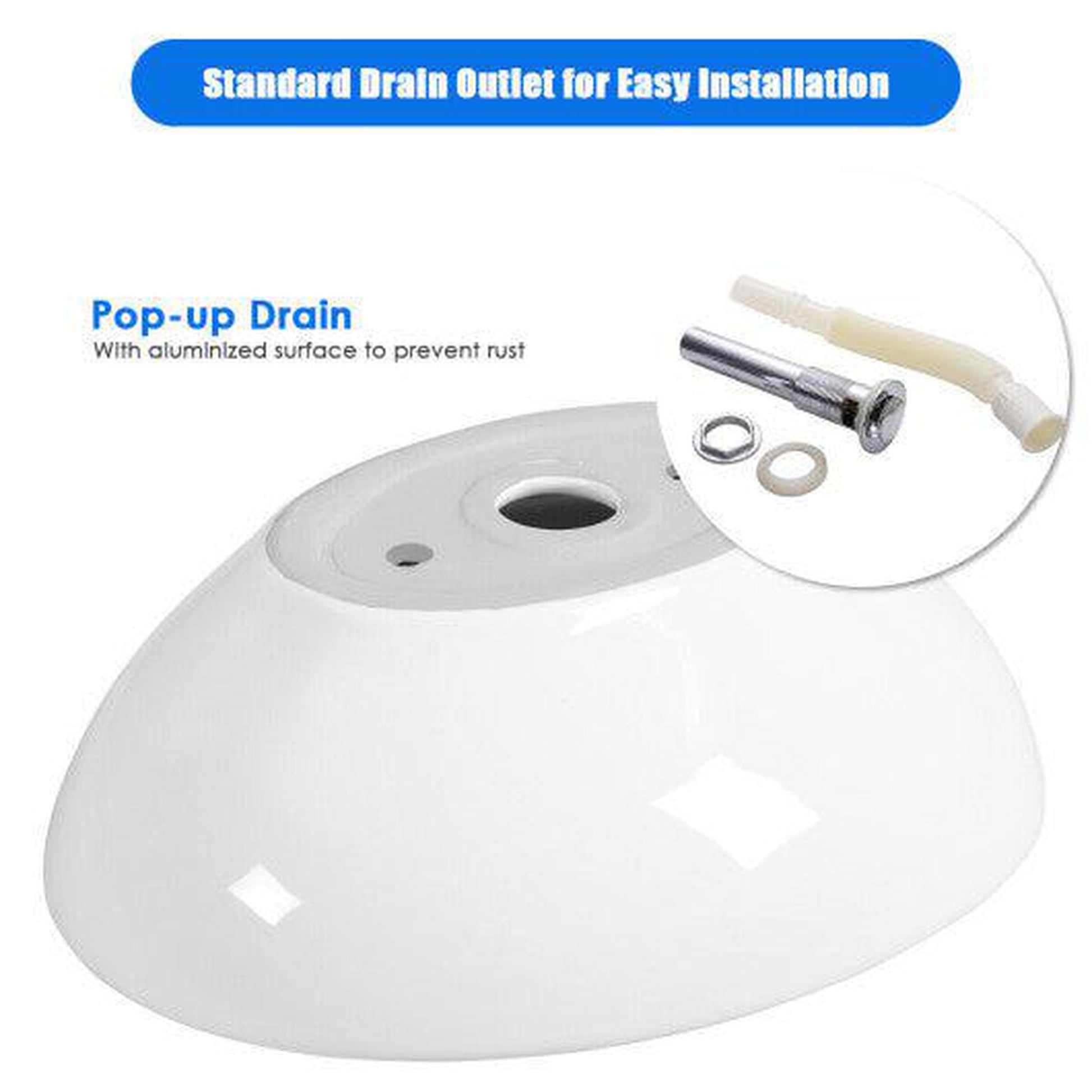 Costway Oval Bathroom Basin Ceramic Vessel Sink