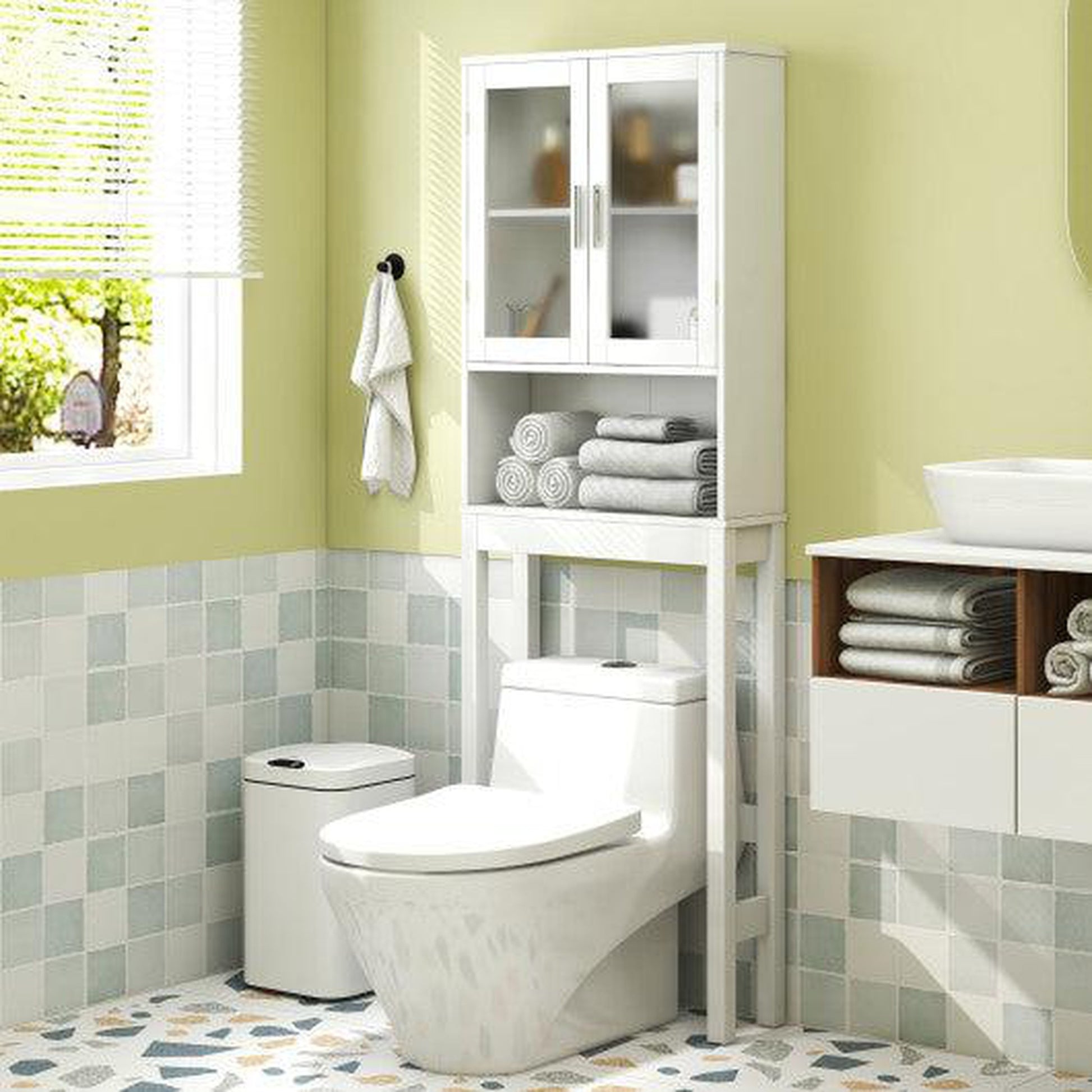 Costway Over the Toilet Bathroom Storage Cabinet with Adjustable Shelf