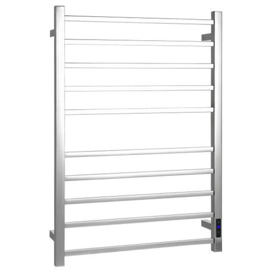 Costway Silver 10 Bar Towel Warmer Wall Mounted Electric Heated Towel Rack with Built-in Timer