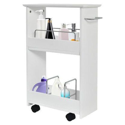 Costway Slim Rolling 3-Tier Bathroom Mobile Shelving Cabinet wih Handle