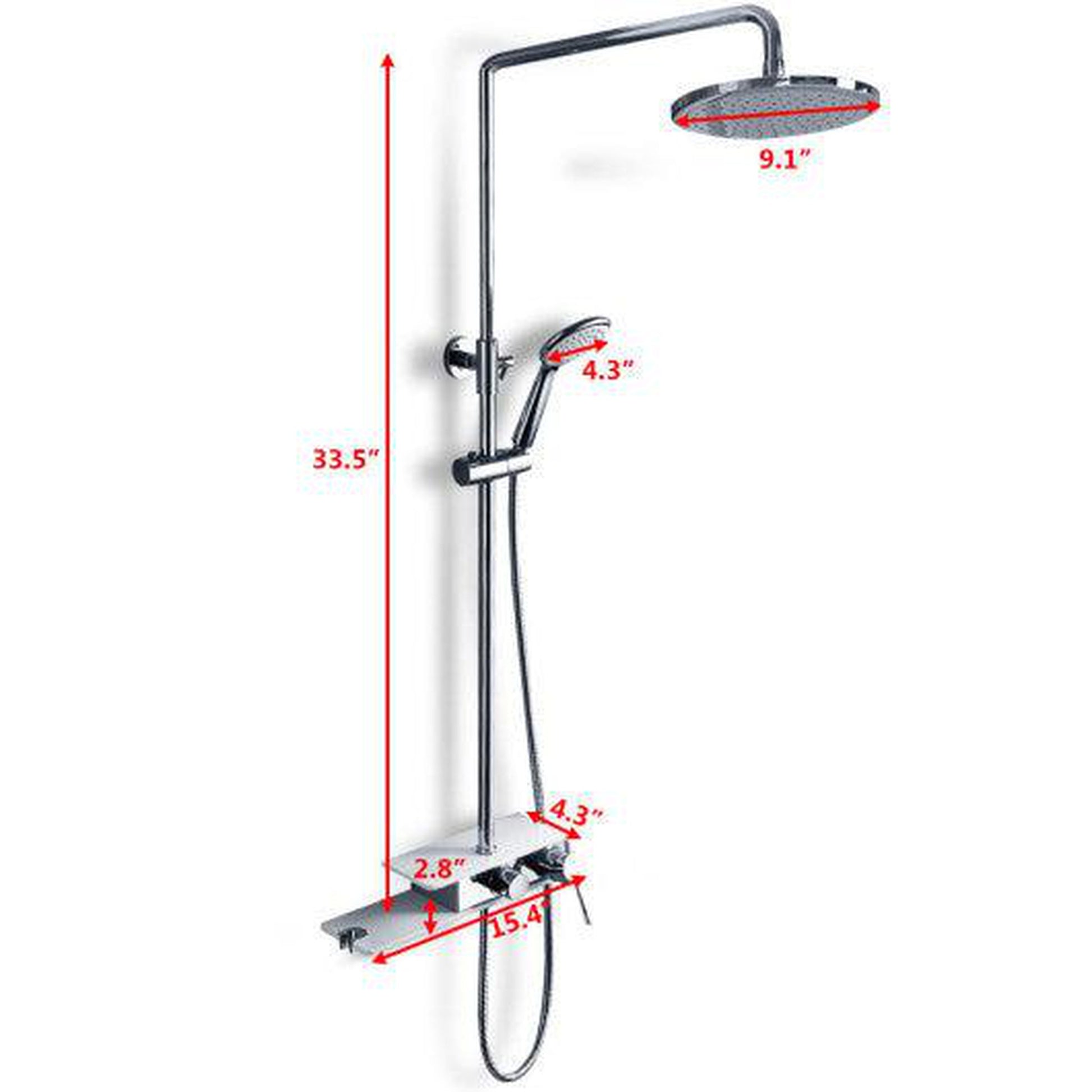 Costway Stainless Steel Panel Rainfall Shower Column with Hand Shower