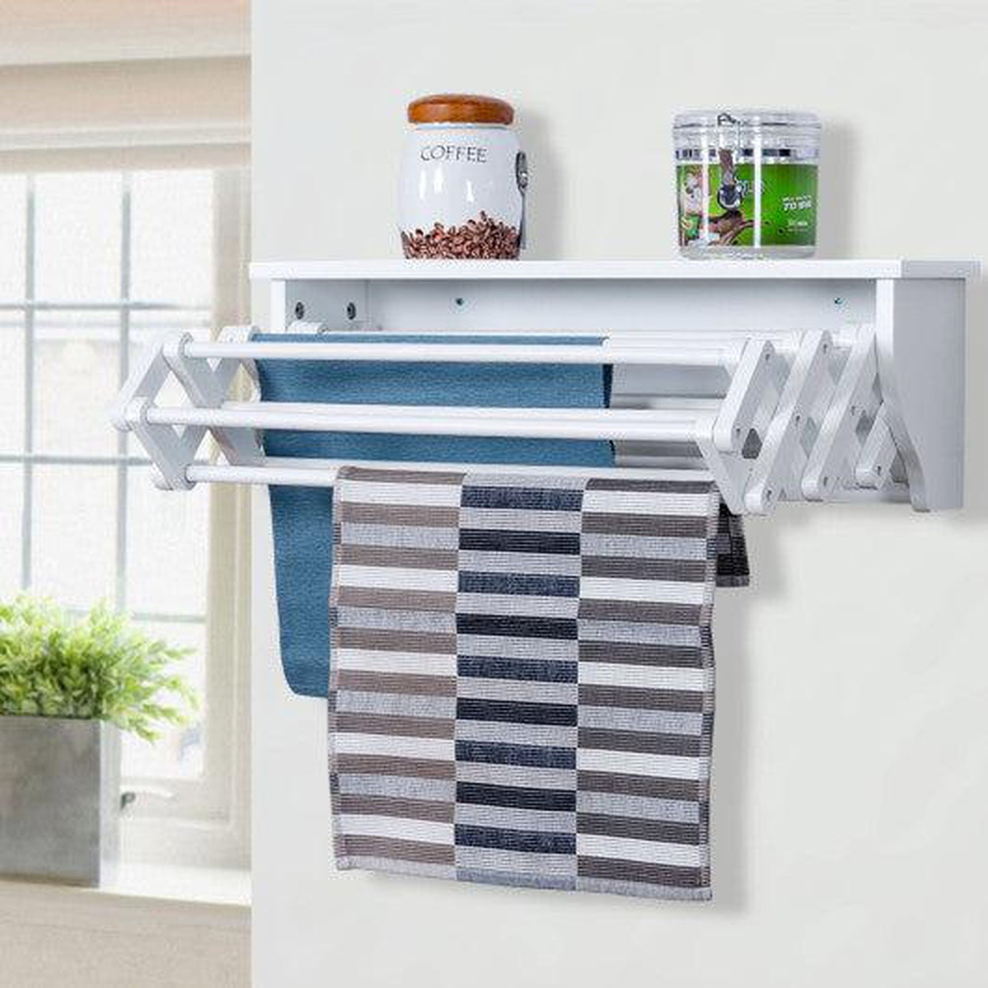 Costway Wall-Mounted Folding Clothes Towel Drying Rack