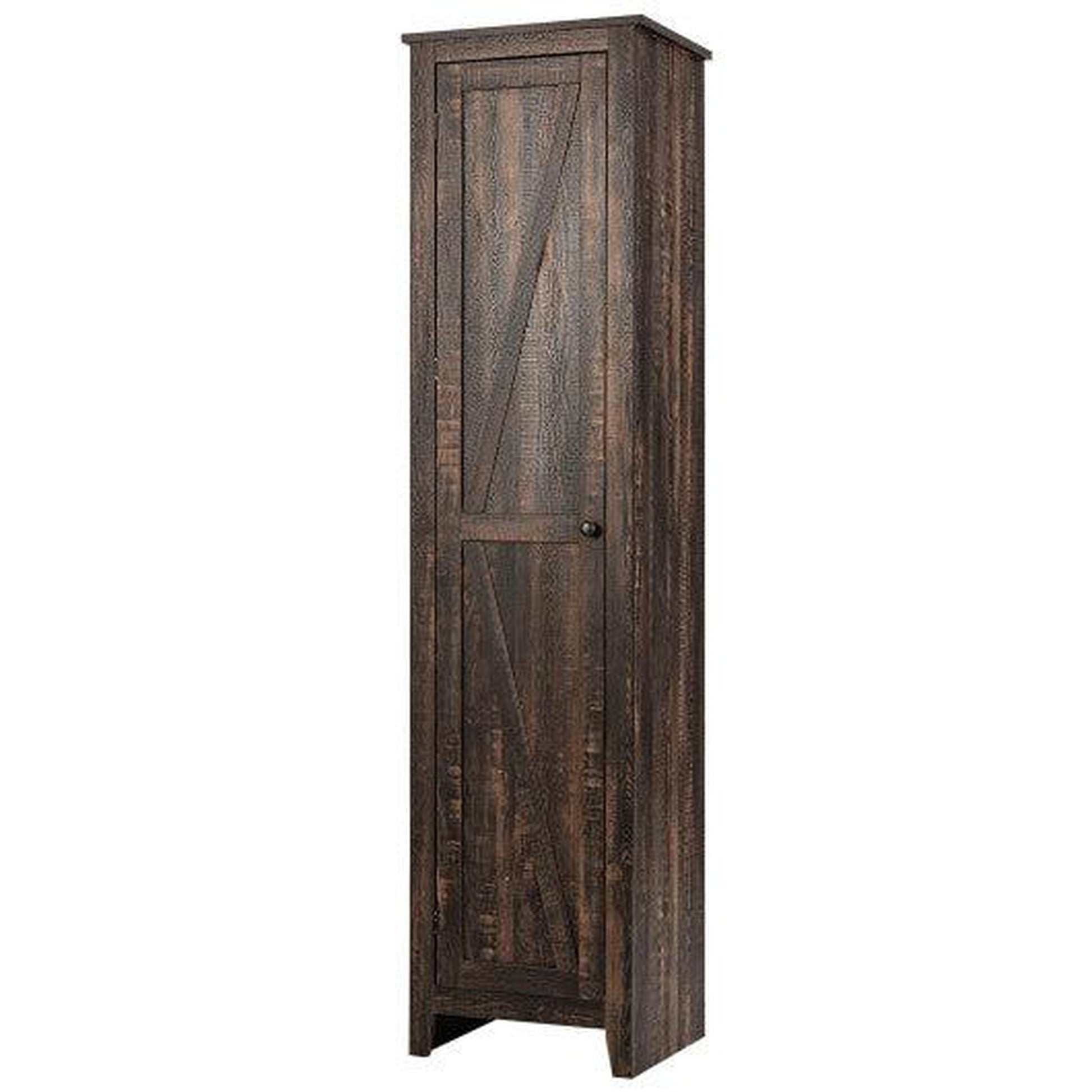 Costway Walnut Linen Tower Bathroom Storage Cabinet Tall Slim Side Organizer with Shelf