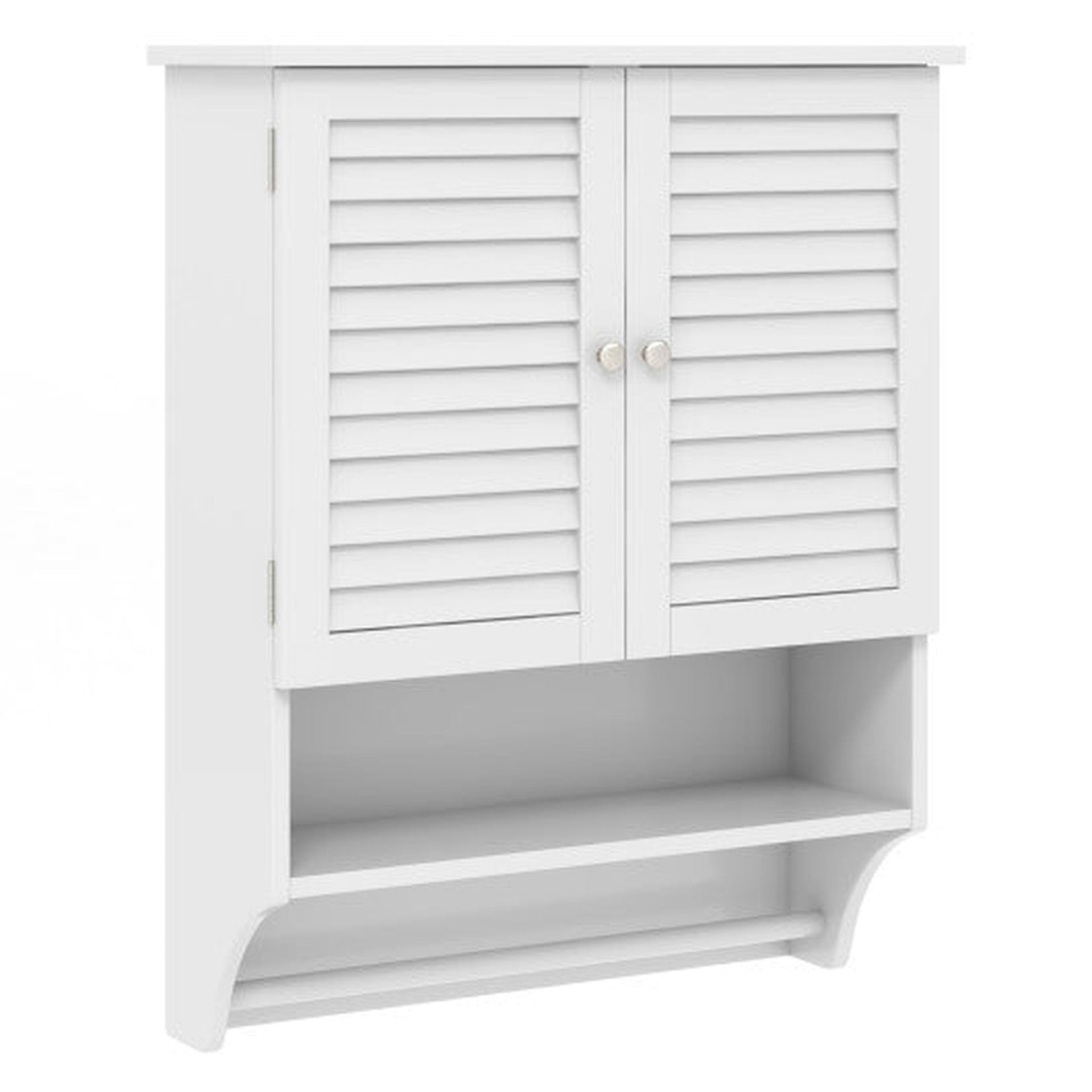 Costway White 2-Doors Bathroom Wall-Mounted Medicine Cabinet with Towel Bar