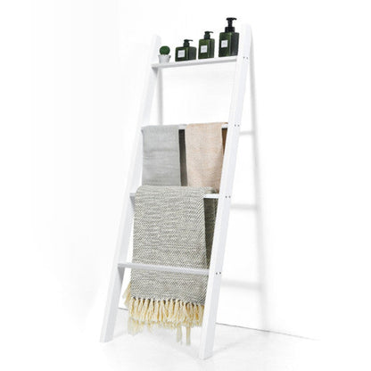 Costway White 4-Tier Wall Leaning Ladder Shelf Stand